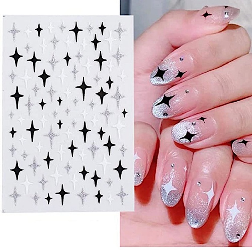 💌 BO/GO$6 Stars Silver Sparkle Nail Art Stickers